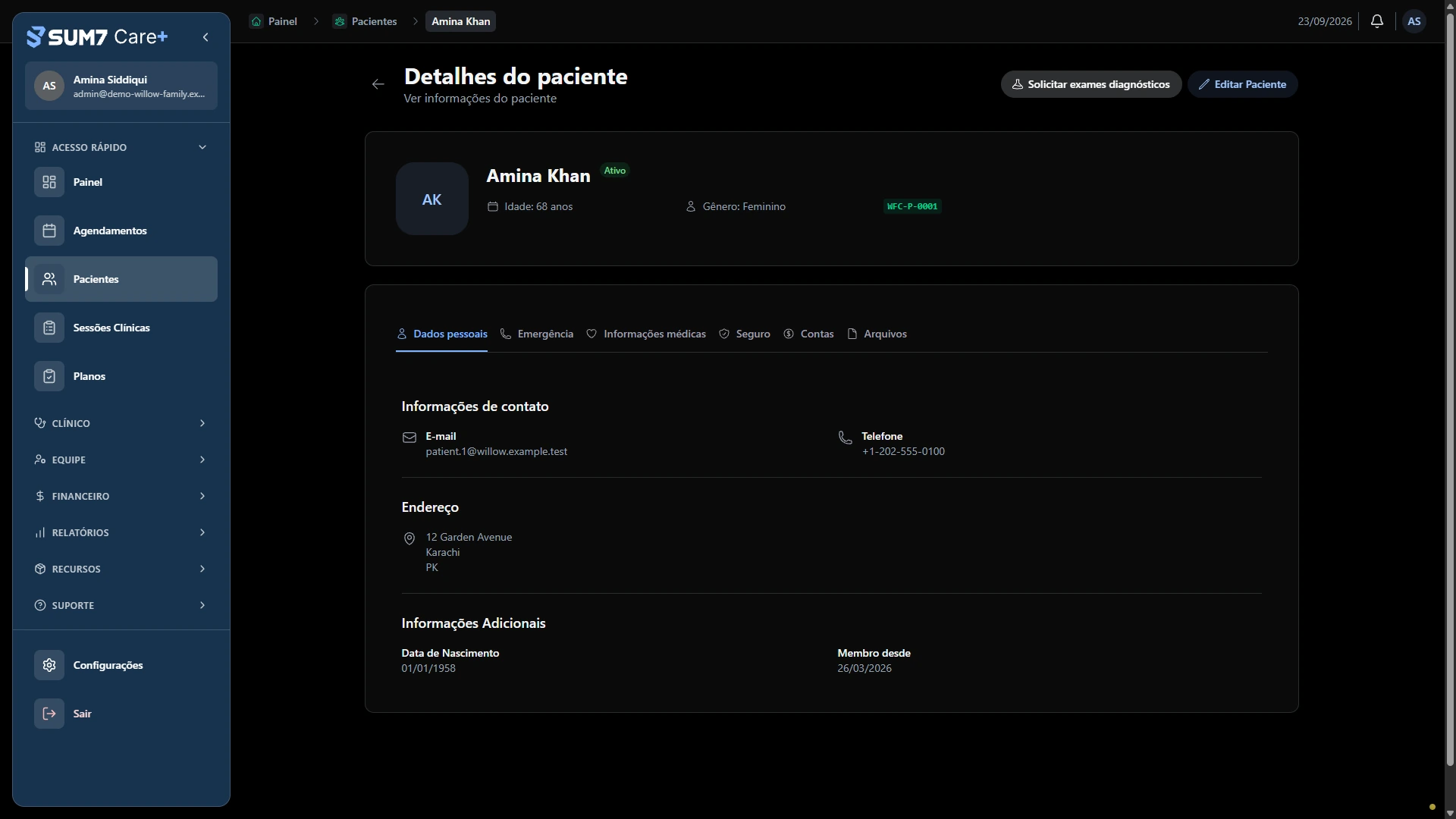 Comece com o contexto do paciente. · Computador